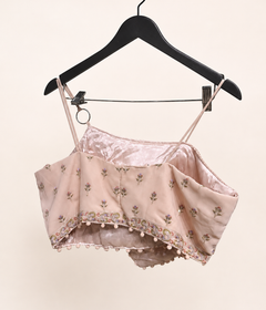 Light Peach Asymmetrical Top with spaghetti straps palazzo set