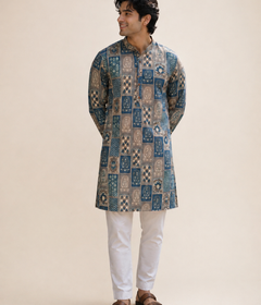 Blue Traditional Riniya Deluxe Kurta