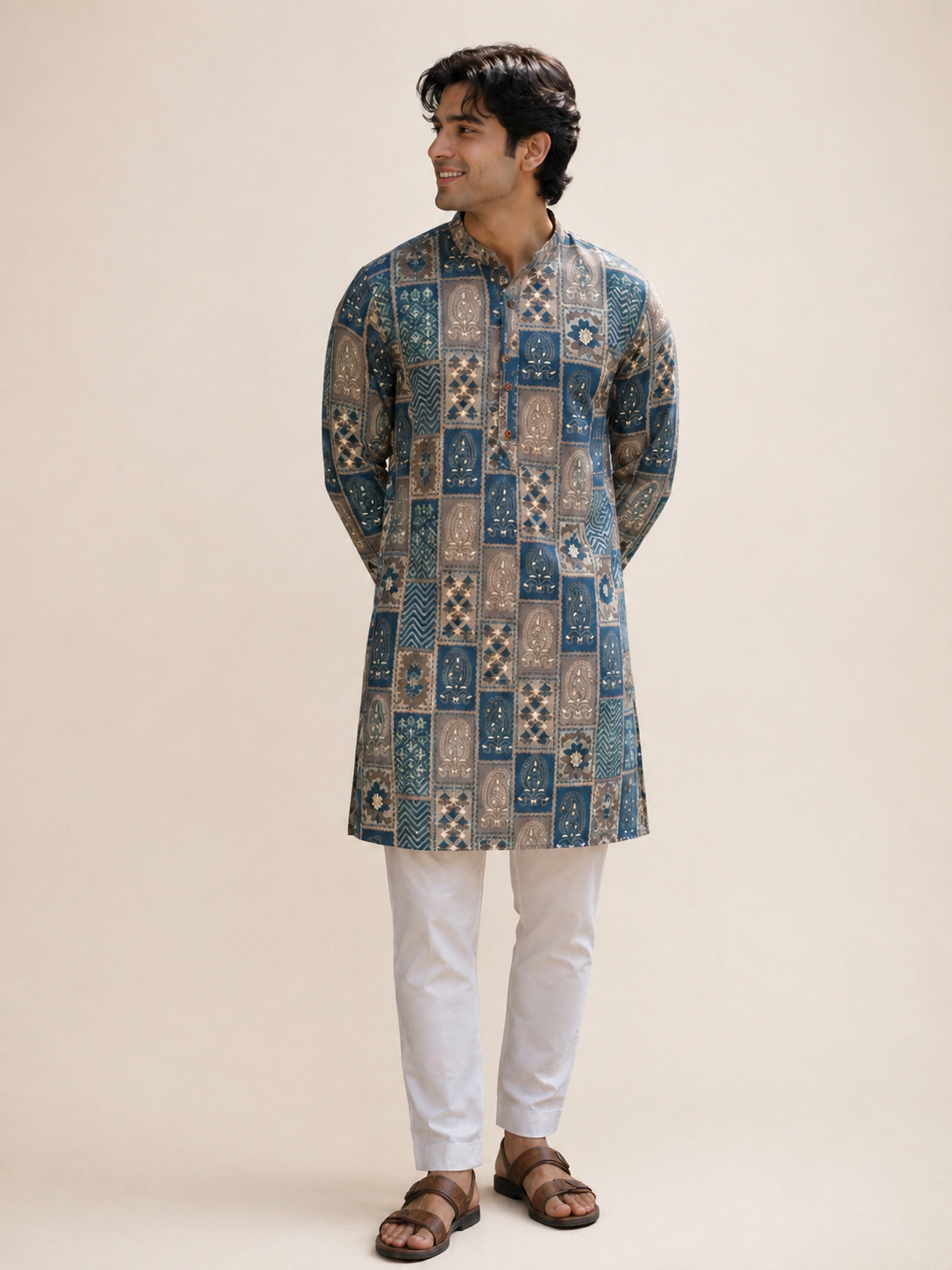 Blue Traditional Riniya Deluxe Kurta