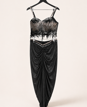 Shiny Black Co-Ord Set with Jacket as Dupatta