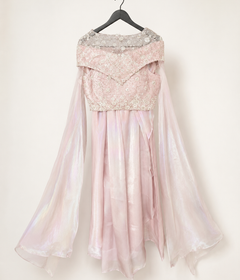 Long Sleeve Sweetheart Neck Pink Gown Dress