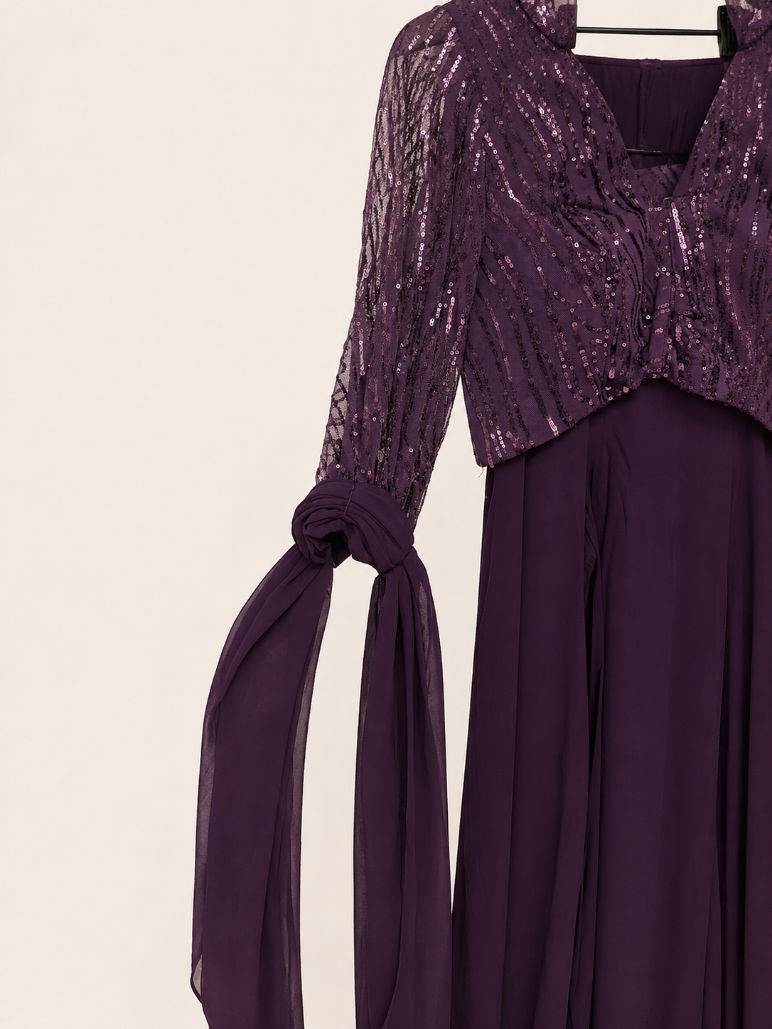 Long Sleeve Sequence Flowy Indo Western Palazzo Set