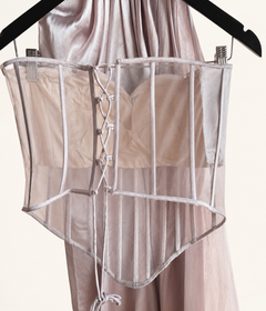 Tube Top Champagne Pink Corset Pre-Stiched Saree