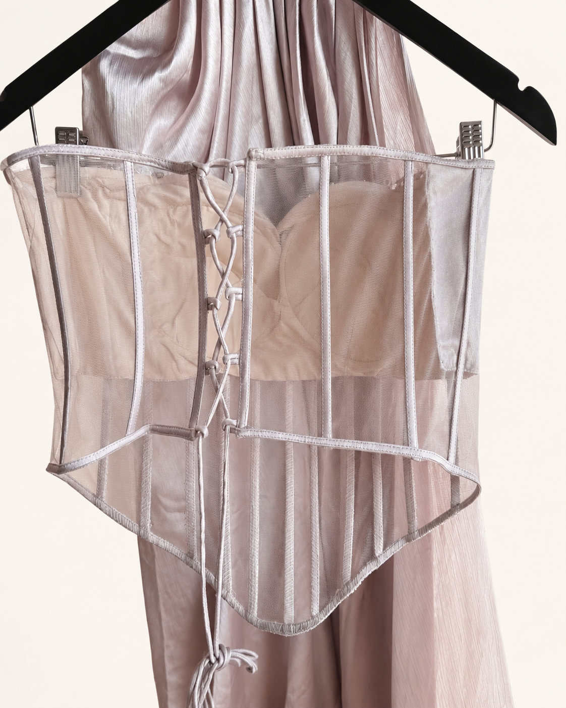 Tube Top Champagne Pink Corset Pre-Stiched Saree
