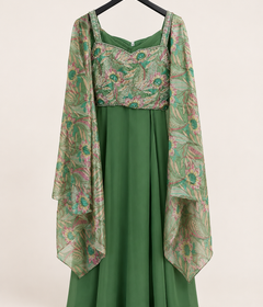 Green floral skirt with cape