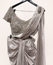 Dusty Rose Champagne Stunning Pre-Stiched Saree with Designer Blouse