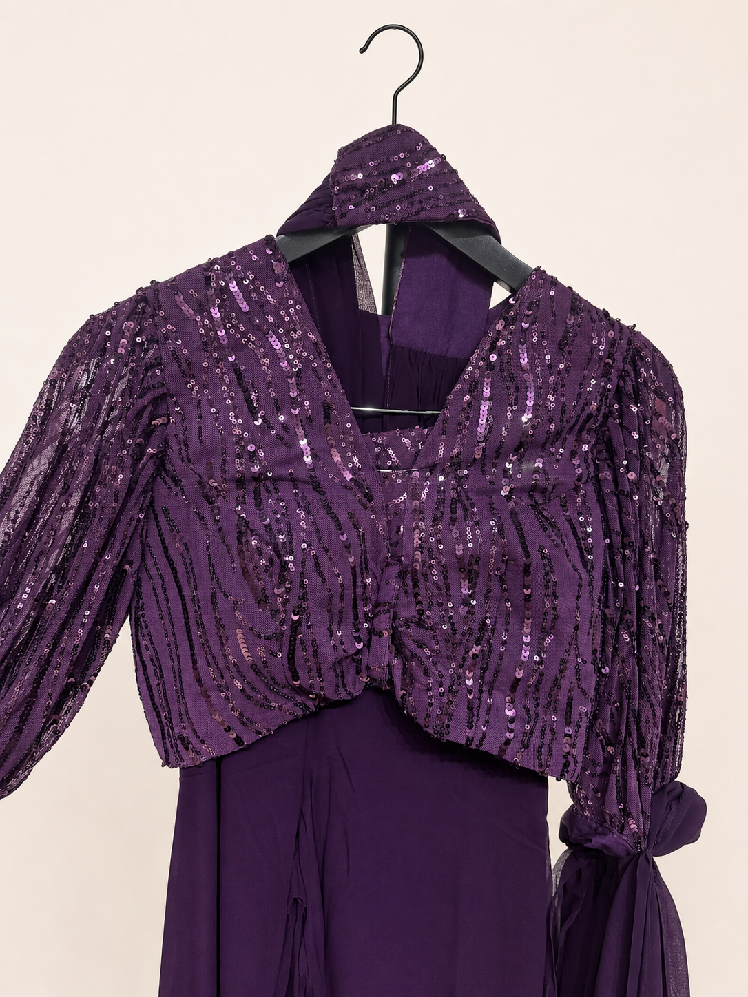 Long Sleeve Sequence Flowy Indo Western Palazzo Set