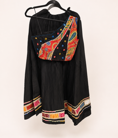 Black with Bhandni Border Sleeveless Blouse Lehenga Set