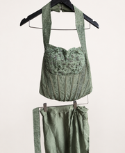 Satin Green Corset Saree Pre-Stiched