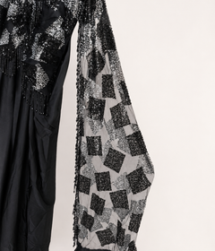 Black Butterfly Sequence co-ord attached Dupatta