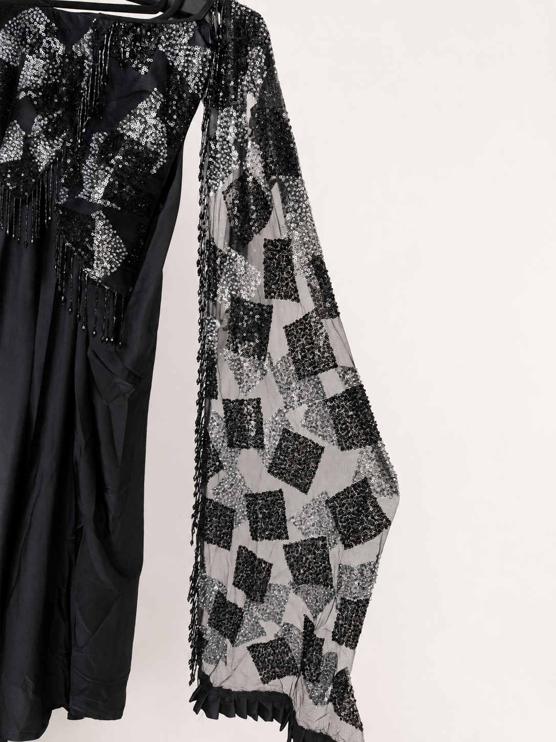 Black Butterfly Sequence co-ord attached Dupatta