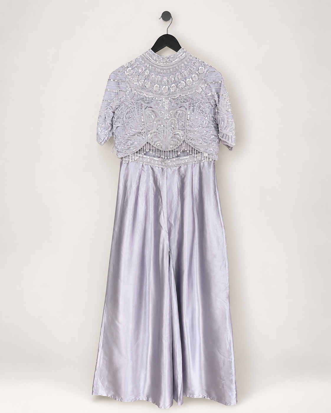 Heavy Lavender Embellished Palazzo Set with Attached Dupatta