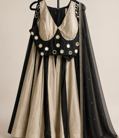 Striped Mirror Work Garba Lehenga Choli