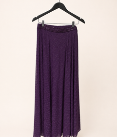 Purple Striped Gown Soft Material Choker Dupatta