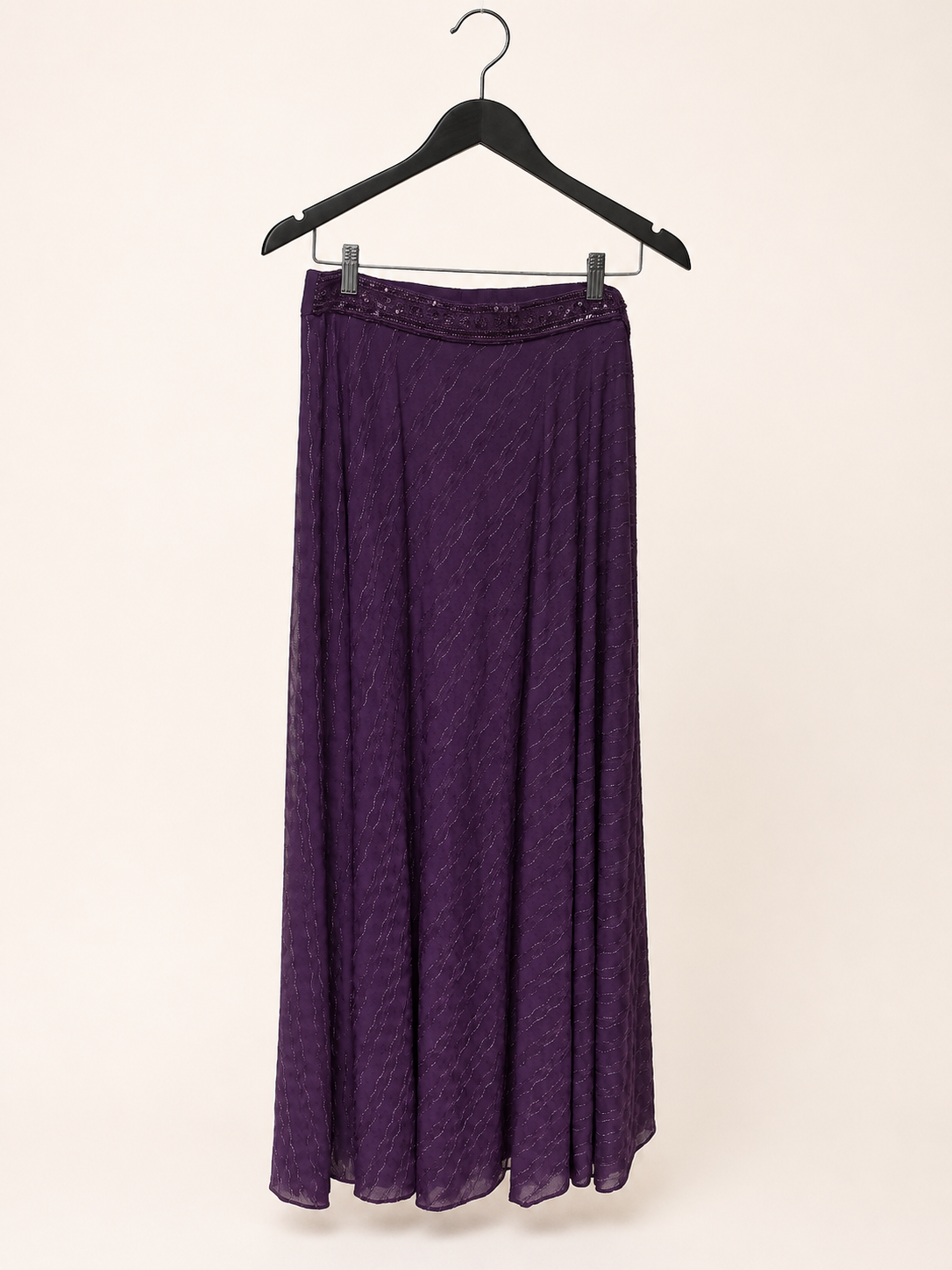 Purple Striped Gown Soft Material Choker Dupatta