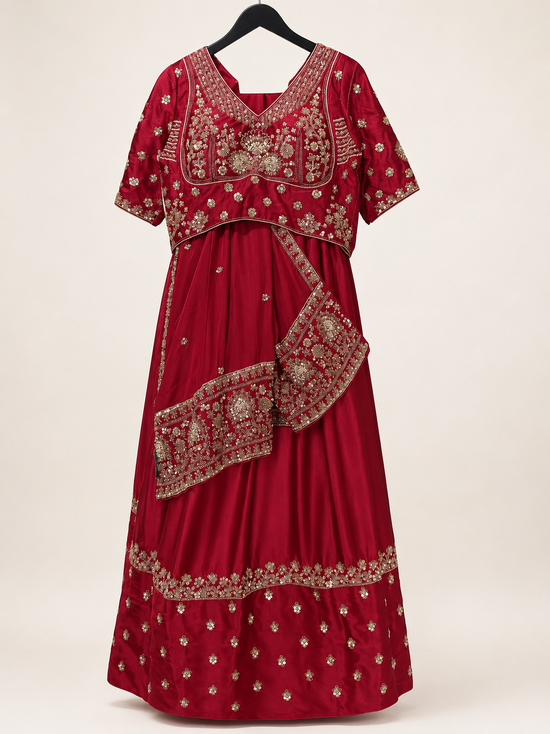 Ruby red Elegant Lehenga Set