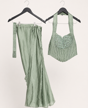 Satin Green Corset Saree Pre-Stiched