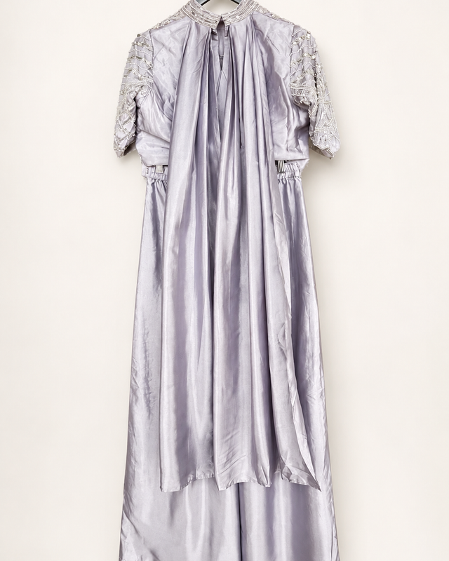 Heavy Lavender Embellished Palazzo Set with Attached Dupatta