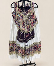 RINIYA White and Purple Garba Lehenga Set