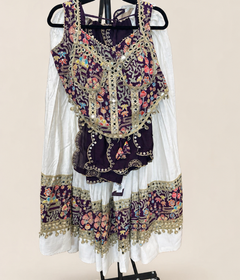 RINIYA White and Purple Garba Lehenga Set
