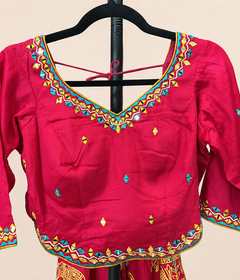 Bright Red Traditional Garba Lehenga Set