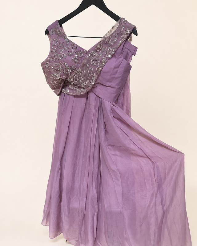 All Pink Sober with attached Top Sequence Dupatta Dress
