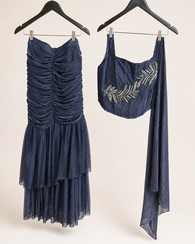 Sparkly Denim Co-Ord Indo Western Dress