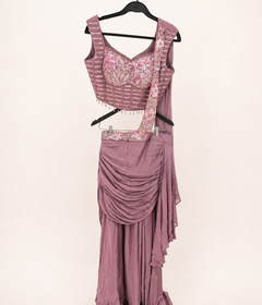 Silky Pink Coset Top with Elegant Skirt Cut Attached Dupatta
