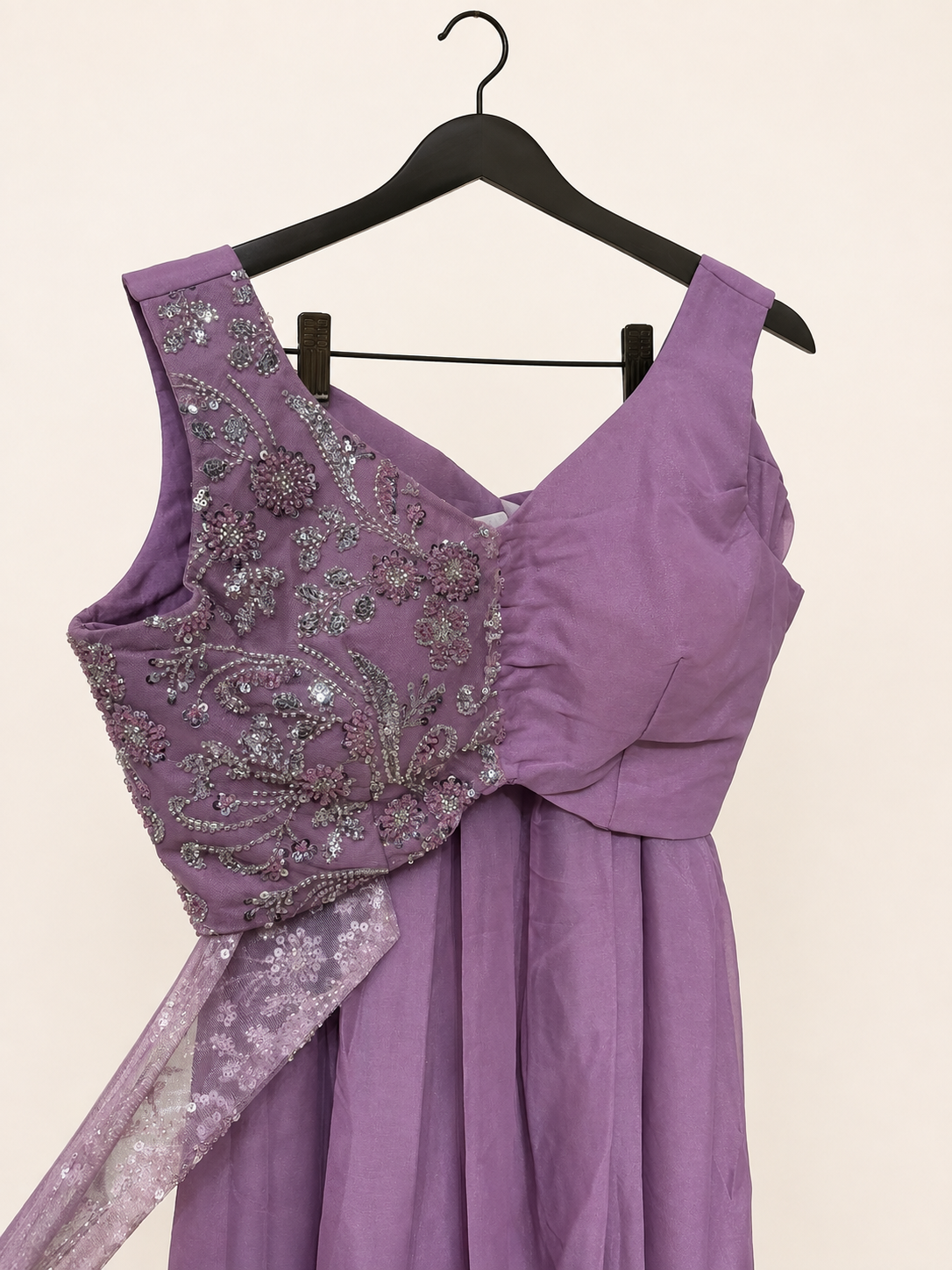 All Pink Sober with attached Top Sequence Dupatta Dress