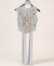 Ivory Grey Embellished Vest Palazzo Set