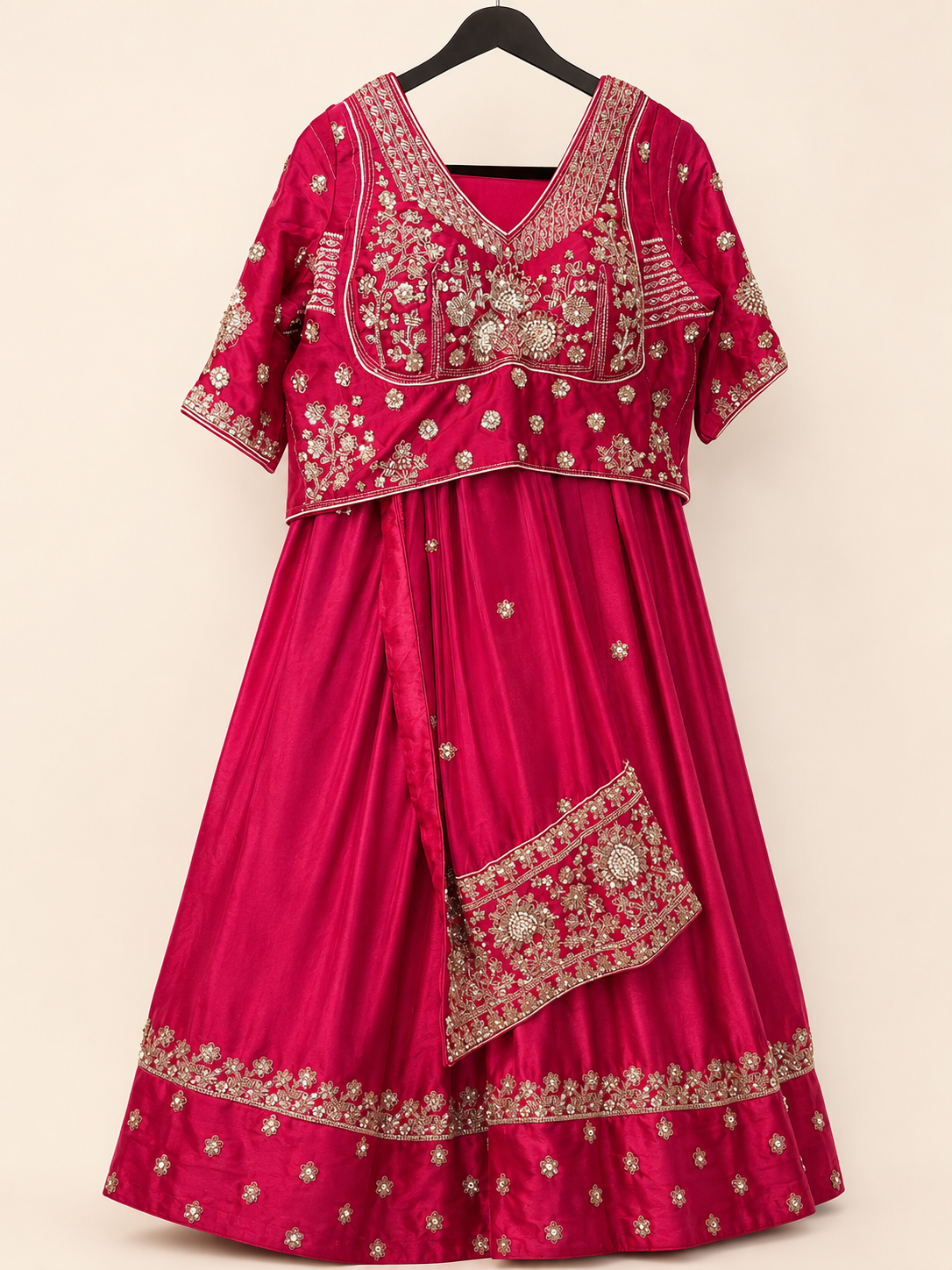 Royal Red Silk with Elegant Work Lehenga Set