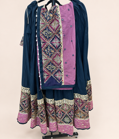 Black and Pink Garba Lehenga Set with Pink Dupatta