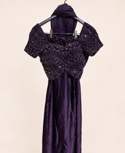 Purple Palazzo Set Heavy Crop Top with Sleeves