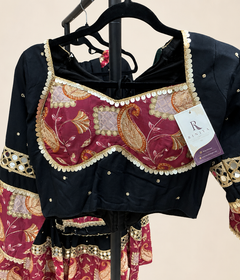 Black and Pink Floral Riniya Lehenga Set