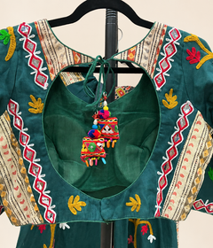 Green Garba Lehenga Set Folk Style