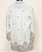 Mens V Nevk White Soft Material Kurta with Gold Elephant Embroidery