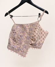 Light Peach Asymmetrical Top with spaghetti straps palazzo set
