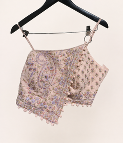 Light Peach Asymmetrical Top with spaghetti straps palazzo set