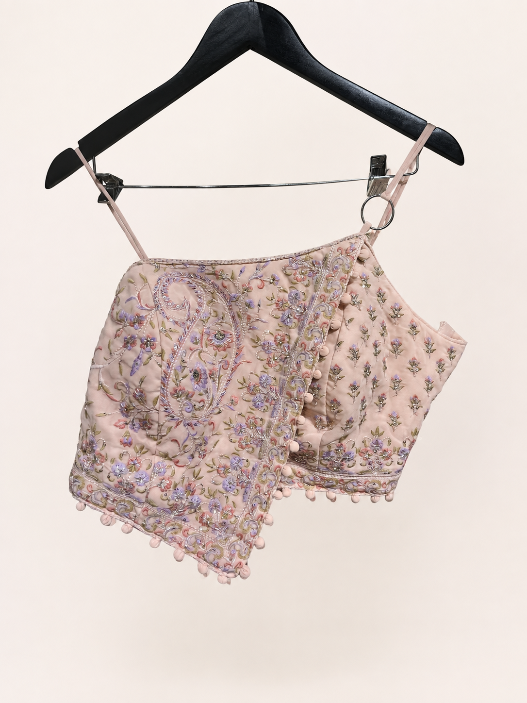 Light Peach Asymmetrical Top with spaghetti straps palazzo set