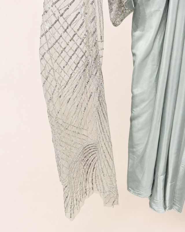 Sage Green Crystal Corset Extra Long Sleeve