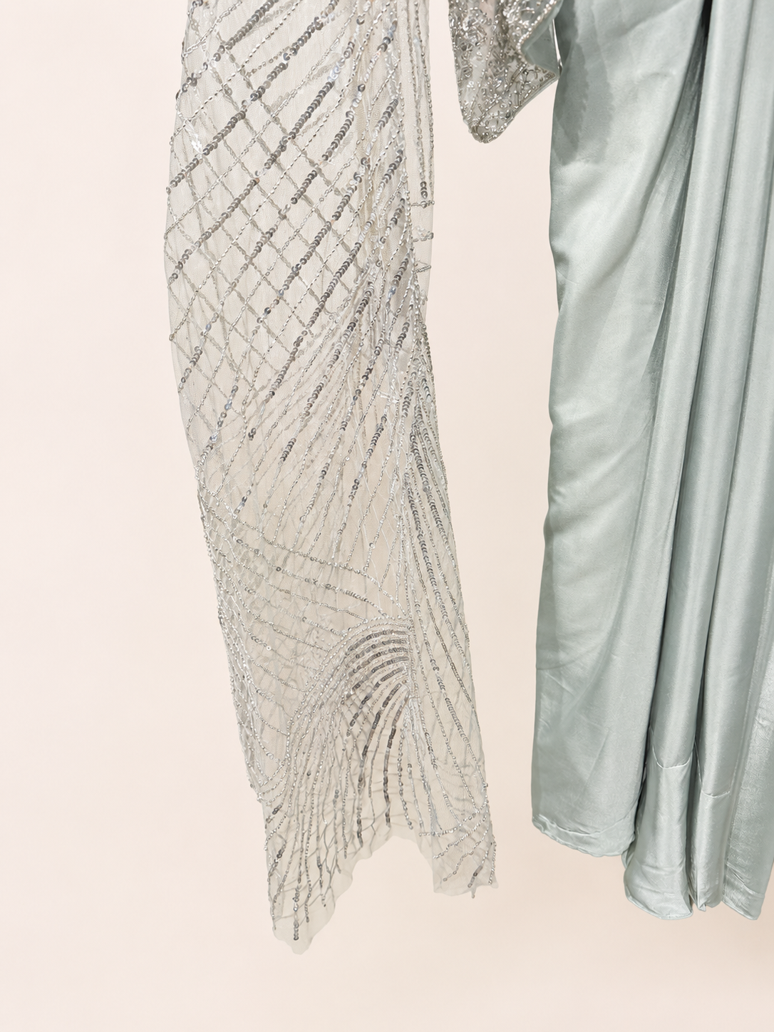Sage Green Crystal Corset Extra Long Sleeve