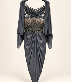 Shiny Black Co-Ord Set with Jacket as Dupatta