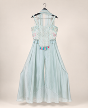 Blue Tassle Top Palazzo Set