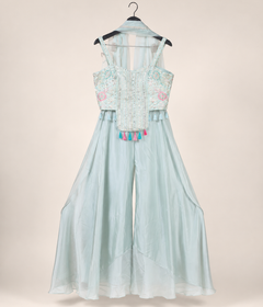 Blue Tassle Top Palazzo Set