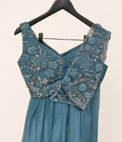 All Blue Sober with attached Top Sequence Dupatta Dress