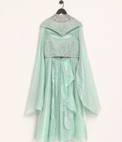 Long Sleeve Sweetheart Neck Green Gown Dress