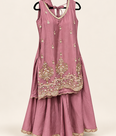 Pink Palazzo Set with Golden Embroidery and Soft Material Deluxe