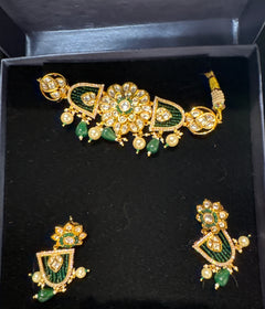 Beaded Emerald Green Choker Set Dangling Beads