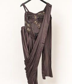 Brown Wing Corset Pre-Stiched- Saree
