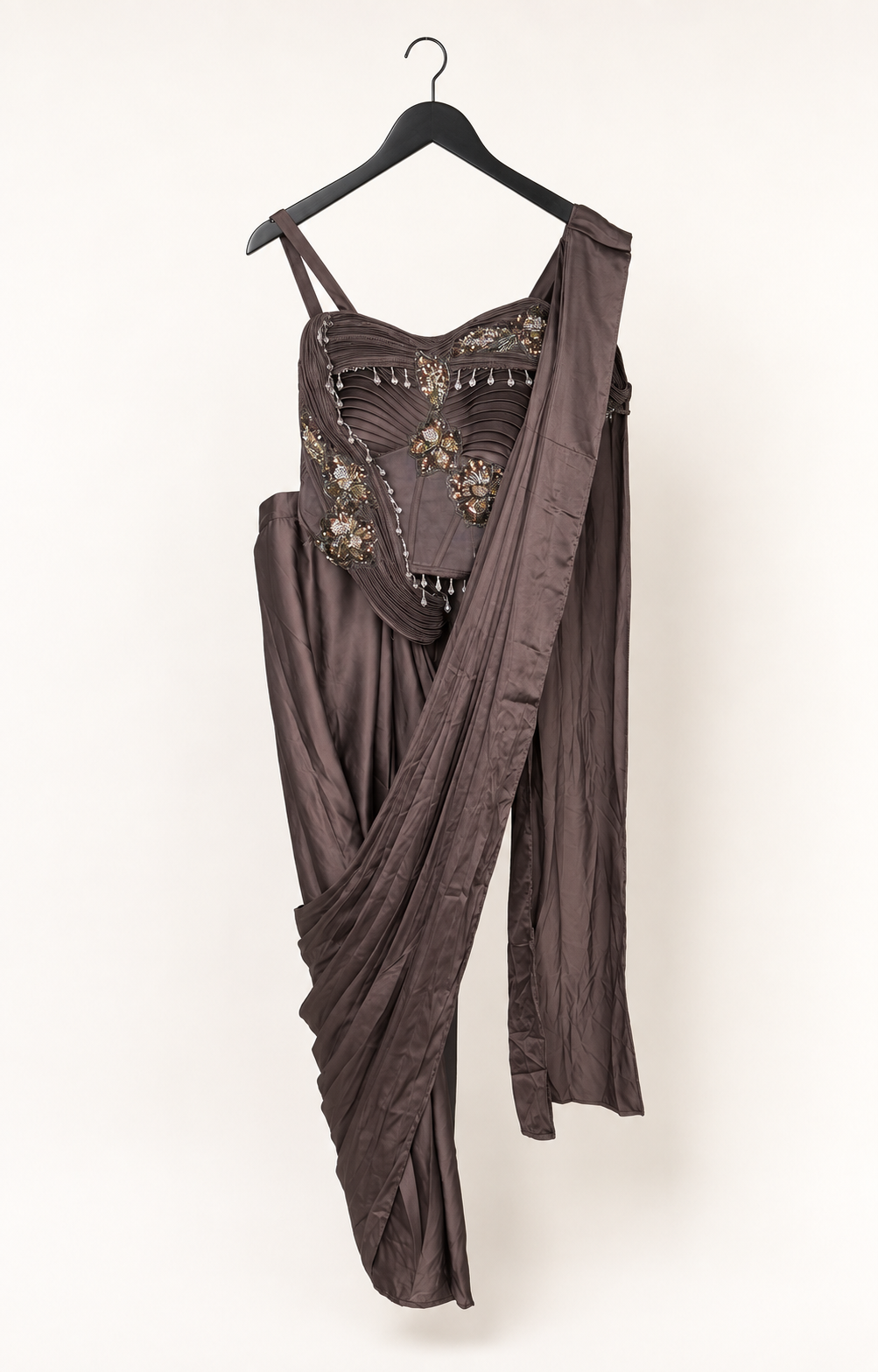 Brown Wing Corset Pre-Stiched- Saree